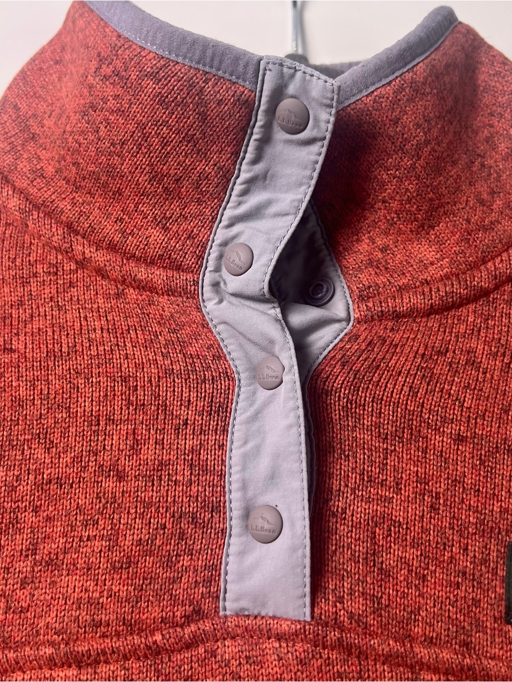 L.L.Bean Womens S Red Snap-Neck Mock Neck Pullover Sweater Pockets Outdoors Cozy - Picture 5 of 10